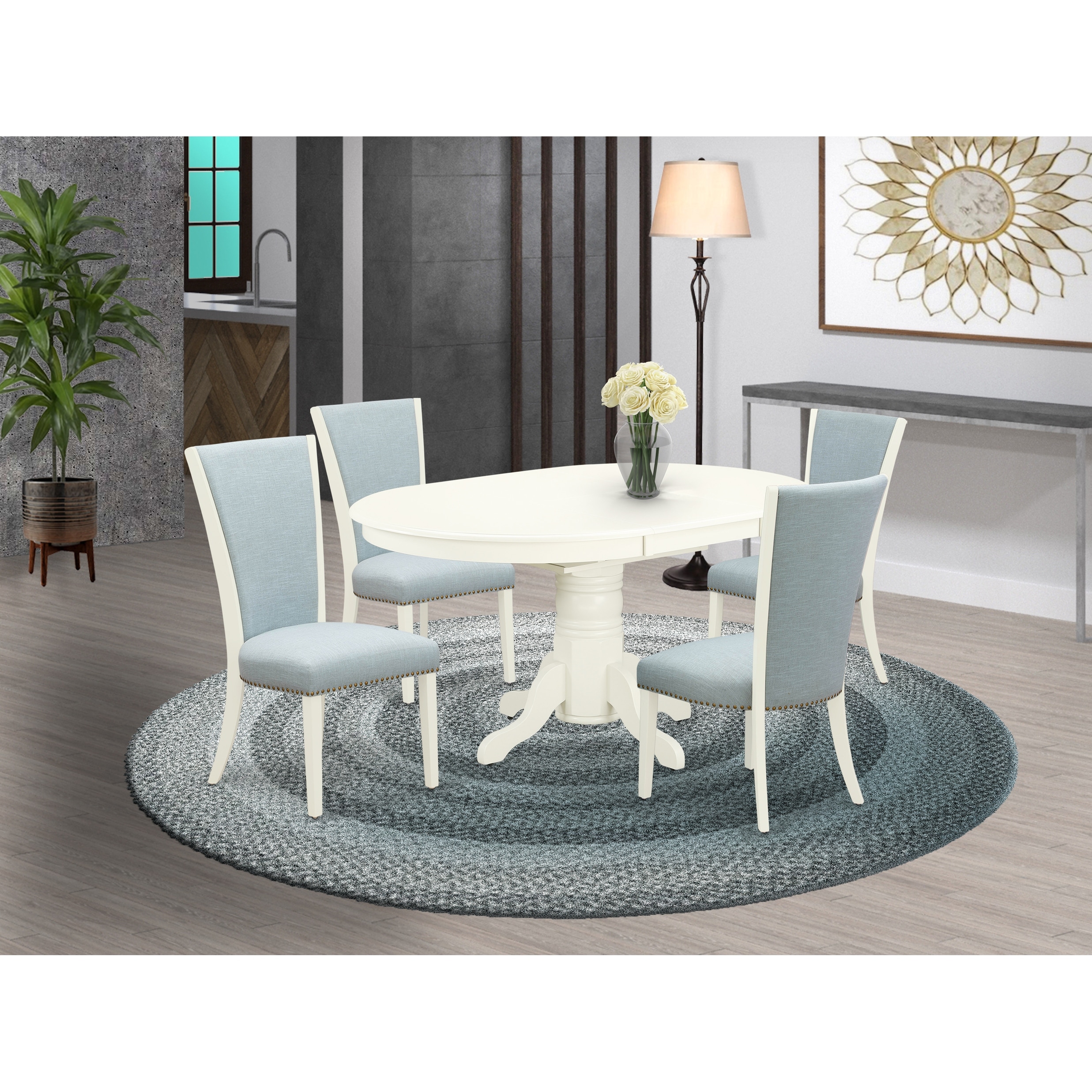 Dining Table Set Includes Pedestal Dining Table and Parson Dining Chairs (Finish and Pieces Option)