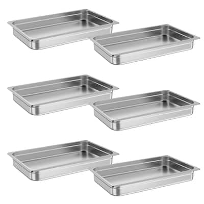 6 Pack Hotel Pan 2.5" Deep Steam Table Pan Full Size Restaurant Pans Commercial