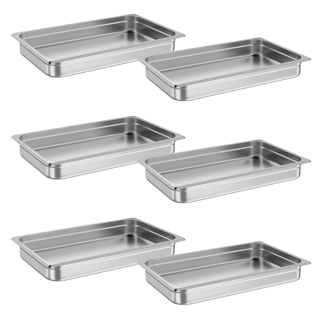 6 Pack Hotel Pan 2.5" Deep Steam Table Pan Full Size Restaurant Pans Commercial