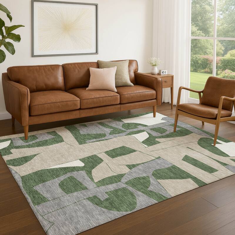 Machine Washable Indoor/ Outdoor Modern Crestone Chantille Rug