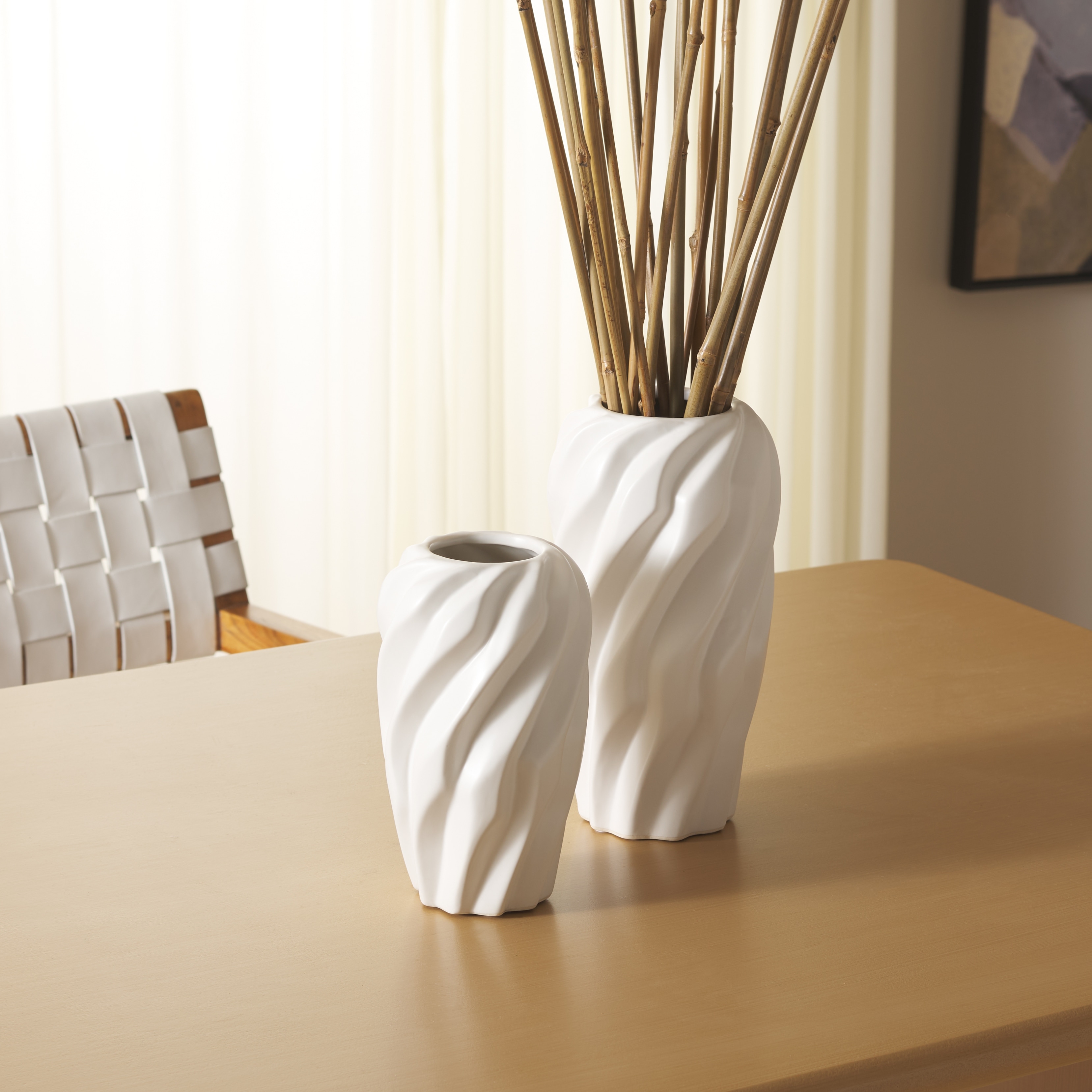 SAFAVIEH Verdad Scandinavian Ceramic Vase Set of 2, Cream - 5Wx5Dx10H