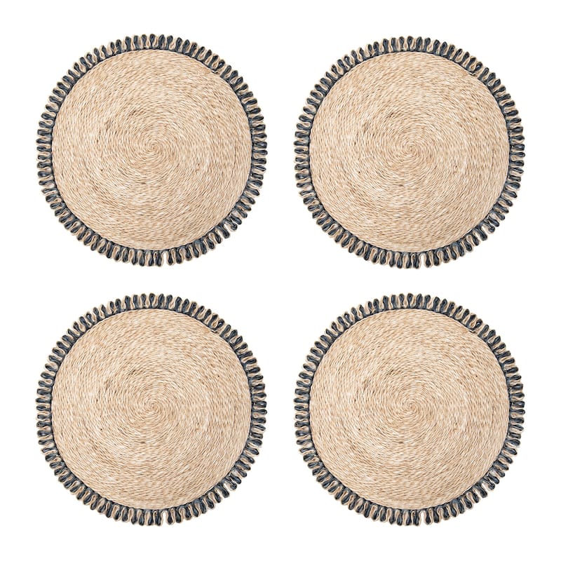 Caravan Loopy Abaca Placemats - Set of 4 - Natural, Navy