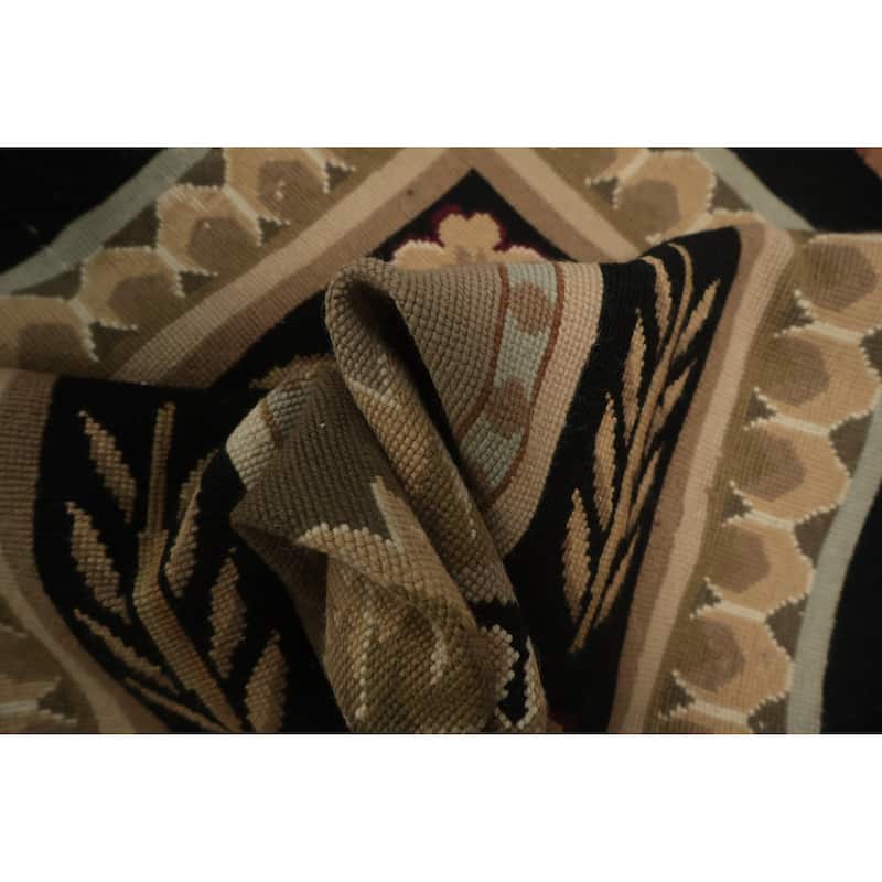 Hand Knotted Oriental 100% Wool Carpet Traditional Floral Brown Tapestries Area Rug - 9' 7'' X 7' 11''