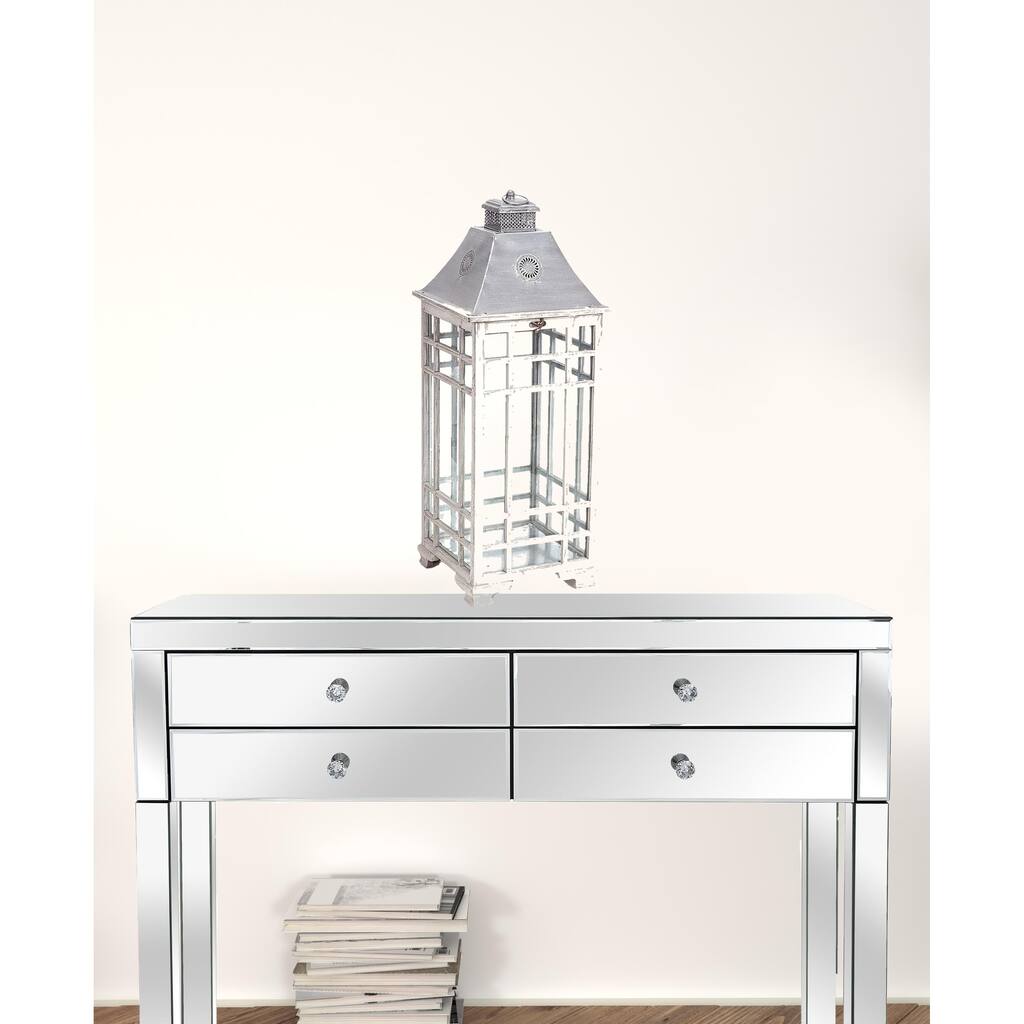 HomeRoots Set Of Two Gray Flameless Lantern Candle Holders - 17