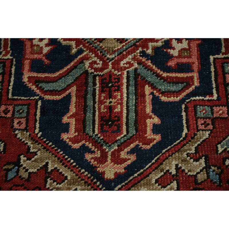 Hand Knotted Oriental 100% Wool Carpet Traditional Medallion Red Heriz Area Rug - 10' 8'' X 7' 7''