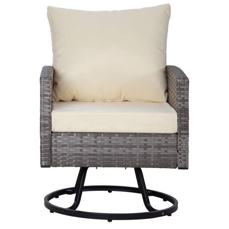 6pcs Wicker Patio Conversation Set Seating Loveseat Sofa with Ottomans