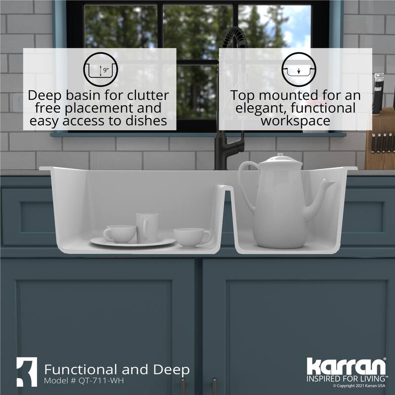 Karran Drop-In Quartz Double Bowl Kitchen Sink