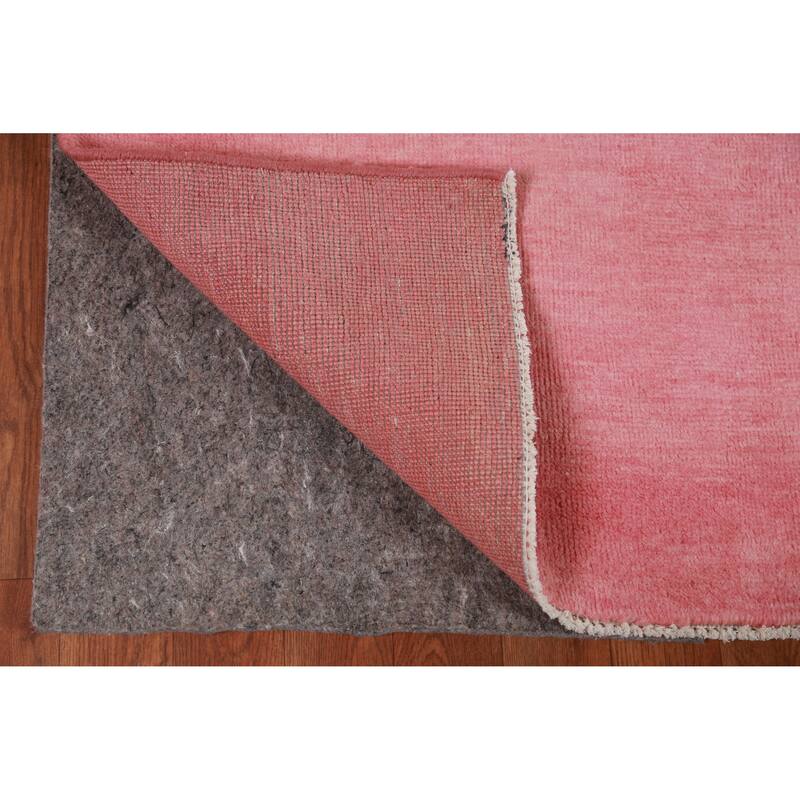 Hand Knotted Oriental 100% Wool Carpet Modern Solid Pink Gabbeh Area Rug - 9' 2'' X 6' 2''