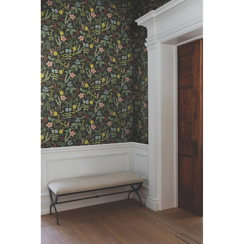 Rifle Paper Co. Herb Garden Black Botanical Premium Peel + Stick Wallpaper