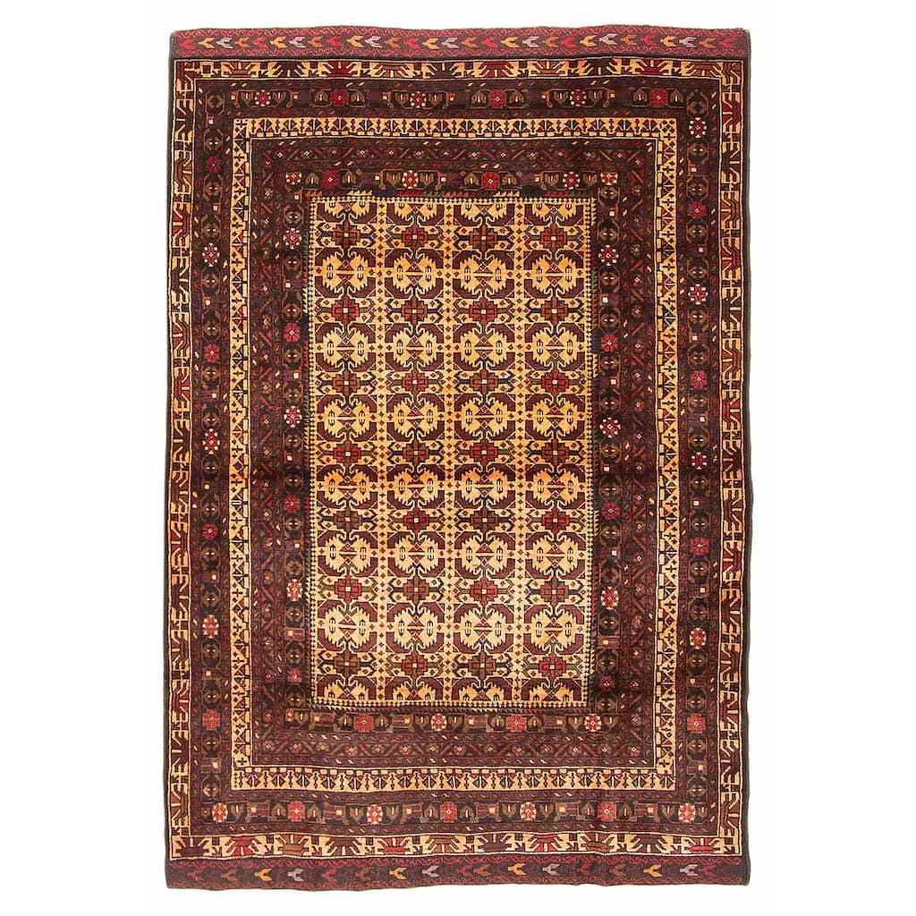 Teimani Orange Rug 4'2" x 6'3" - 4'2 x 6'3
