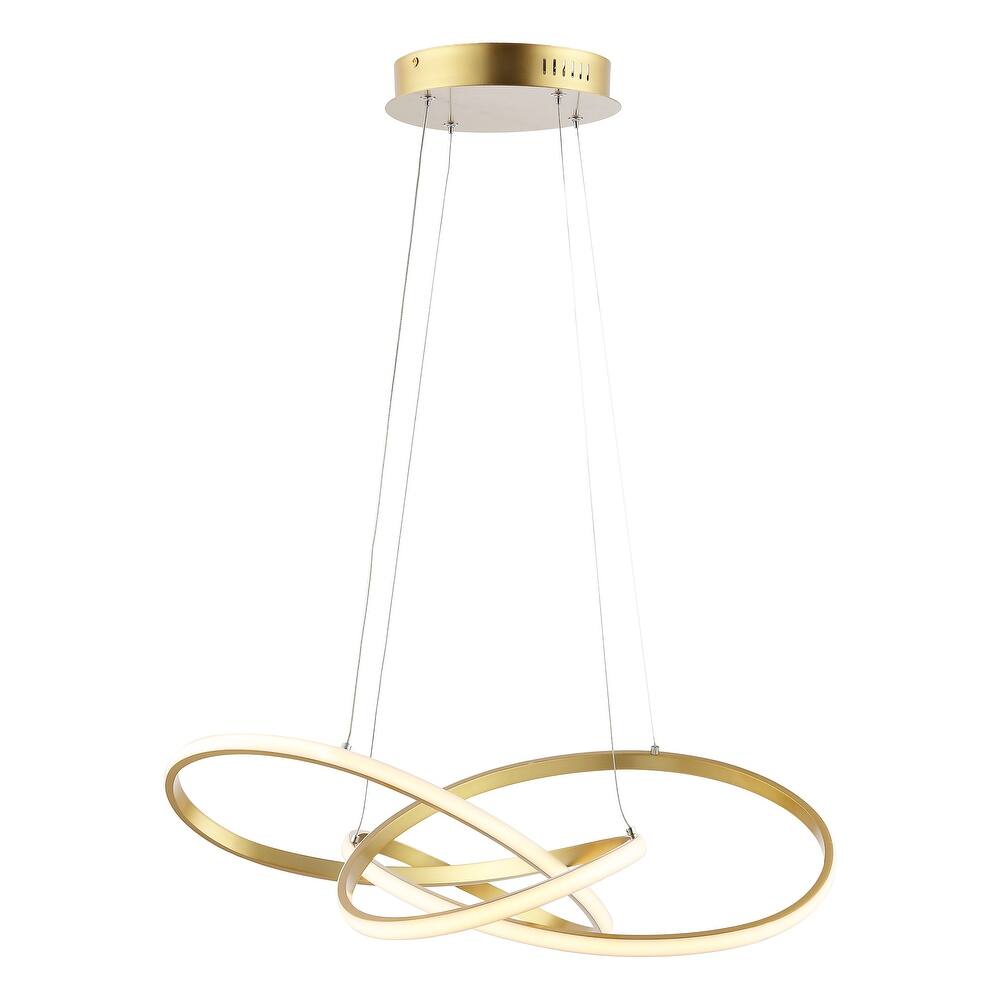 Circulo 25" Abstract Integrated LED Metal Adjustable Pendant, Black by JONATHAN Y