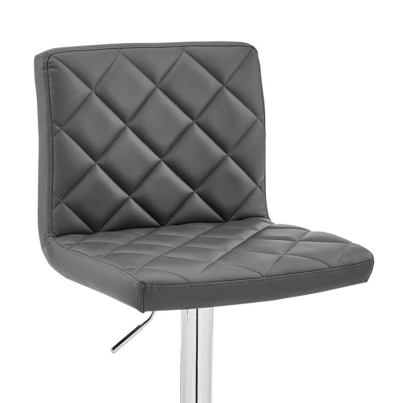 Duval 24" Adjustable Swivel Bar Stool, Gray Faux Leather and Charcoal