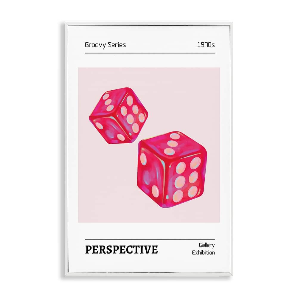 Stupell Pink Dice Pair Framed Giclee Art Design By LSR Design Studio