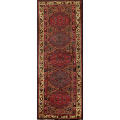 Hand Knotted Oriental 100% Wool Carpet Traditional Tribal Brown Ardebil Runner Rug - 10' 5'' X 3' 4''