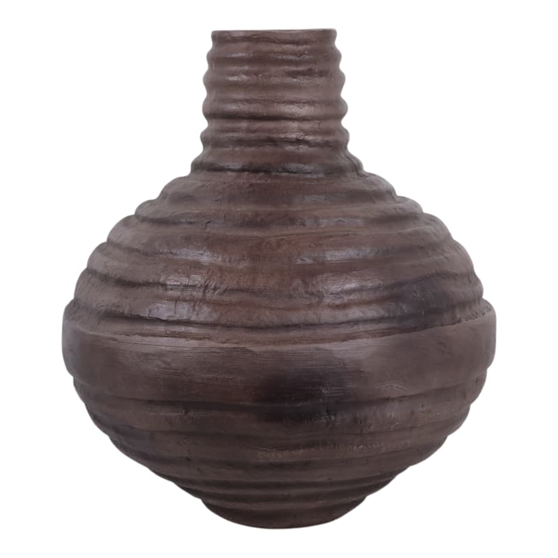 Pottery Paper Vase Mache Textured Organic Shape (Set of 2) - 19" Brown