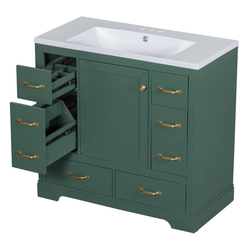 Bathroom Vanity with Sink Combo, Six Drawers