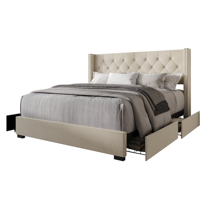Greeley Tufted Upholstered Storage Platform Bed