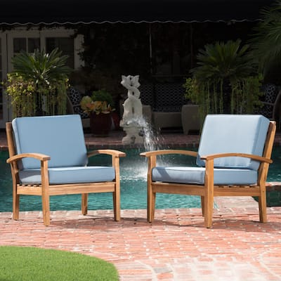 Acacia Wood Club Chair 32D Outdoor Patio Furniture with Water Resistant Cushions Teak