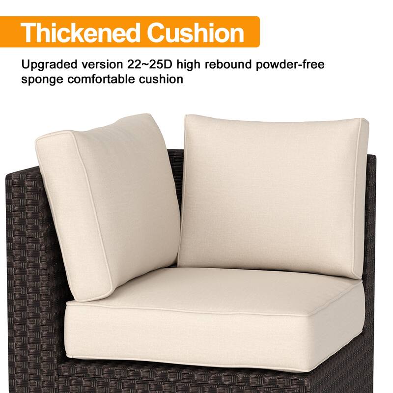 Outdoor Patio Sofa,6 Piece Rattan Furniture Set with Glass Table