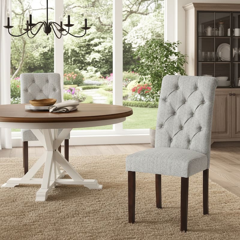 RENEWLINE Tufted Parsons Dining Side Chairs ,Upholstered Fabric Dining Chairs Kitchen Chairs with Padded Seat(Set Of 2)