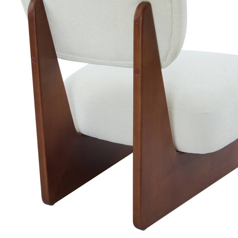 Accent Chairs Set of 2, Upholstered Living Room Chair with Wood Legs, Comfy Lounge Chair with Walnut Finish