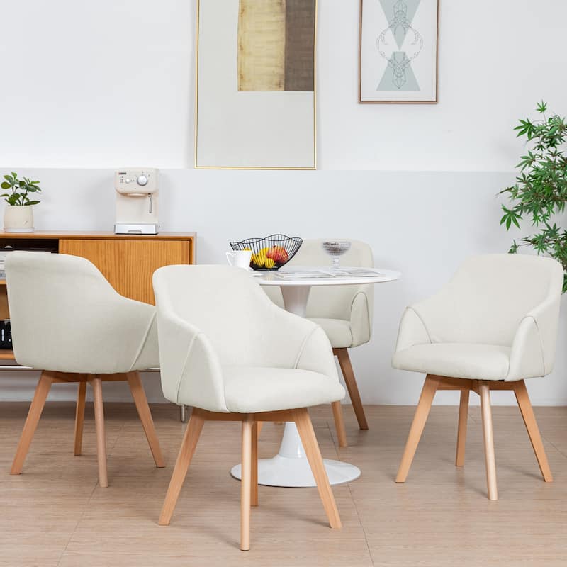 Upholstered Swivel Dining Chairs Set of 2 with Solid Wood Legs - 33.1" H x 21.5" W x 22.5" D