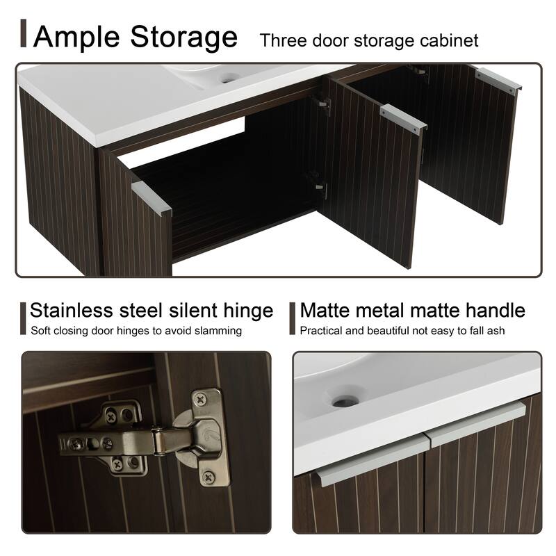 Malwee 24"/30"/36"/48" Bathroom Vanity with Sink, Floating Bathroom Vanity with Soft Close Door
