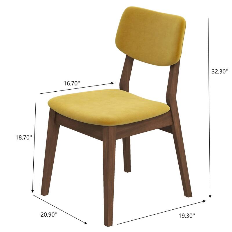 GDFStudio - Carlos Modern Mid-Century Armless Design Side Chair Set with Velvet Upholstery & Solid Wood Legs, Set of 2 - 20.9"W