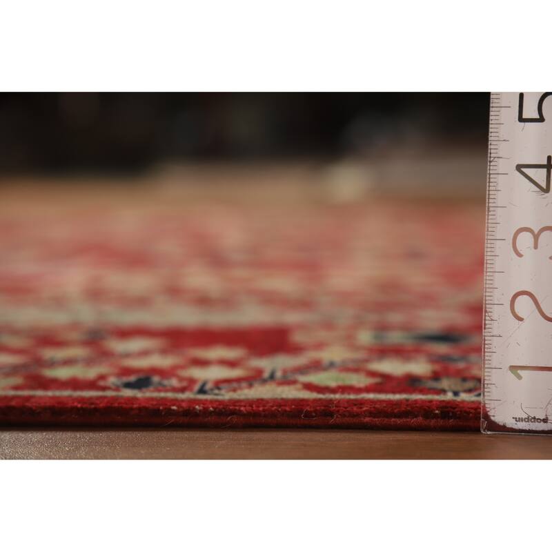 Hand Knotted Oriental 100% Wool Carpet Traditional All-Over Red Ziegler Area Rug - 9' 9'' X 6' 7''