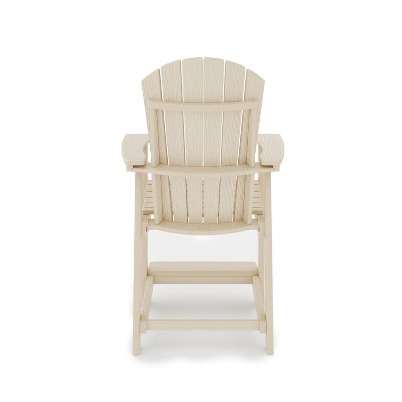 Adirondack Style Counter Chair - Stylish Hdpe Poly Lumber For Dining (Excluding the table) - Beige