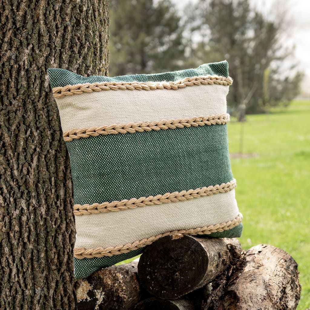 Foreside Home & Garden 20x20 In/Outdoor Wide Stripe Filled Pillow - 20 x 20 x 5"