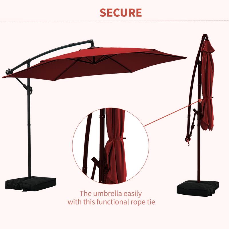 Ainfox 10 ft Cantilever Offset Outdoor Patio Umbrella with Base Stand Rotate and Tilt