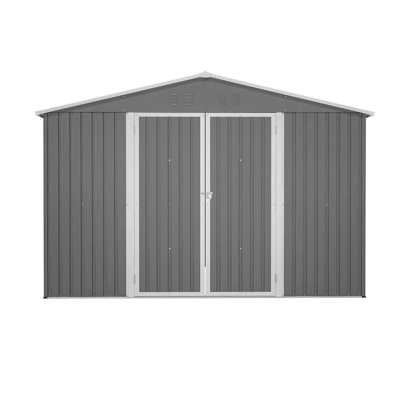 10 x 10 FT Outdoor Storage Shed, Large Metal Tool Shed