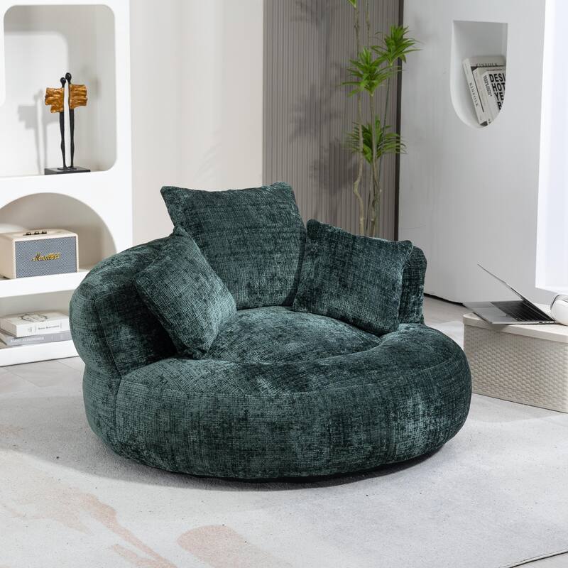 Durable Lazy Sofa Comfort Lounger, High Back Bean Bag Couch with 3 Pillows - Emerald