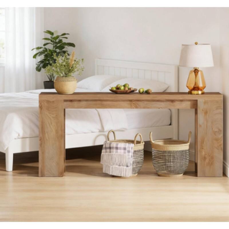 70.9" Rustic Farmhouse Entryway Table with Spacious Surface - Brown,Oak