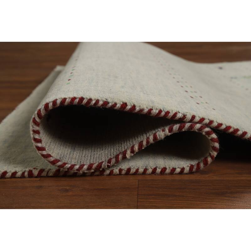 Hand Knotted Oriental 100% Wool Carpet Tribal Animal Pictorial Beige & Ivories Gabbeh Area Rug - 5' 0'' X 3' 0''
