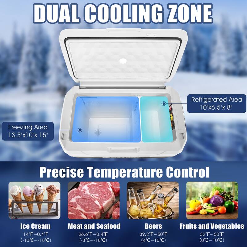 Costway 53 QT Portable Car Refrigerator Dual-Zone Car Cooler for RVs - See details