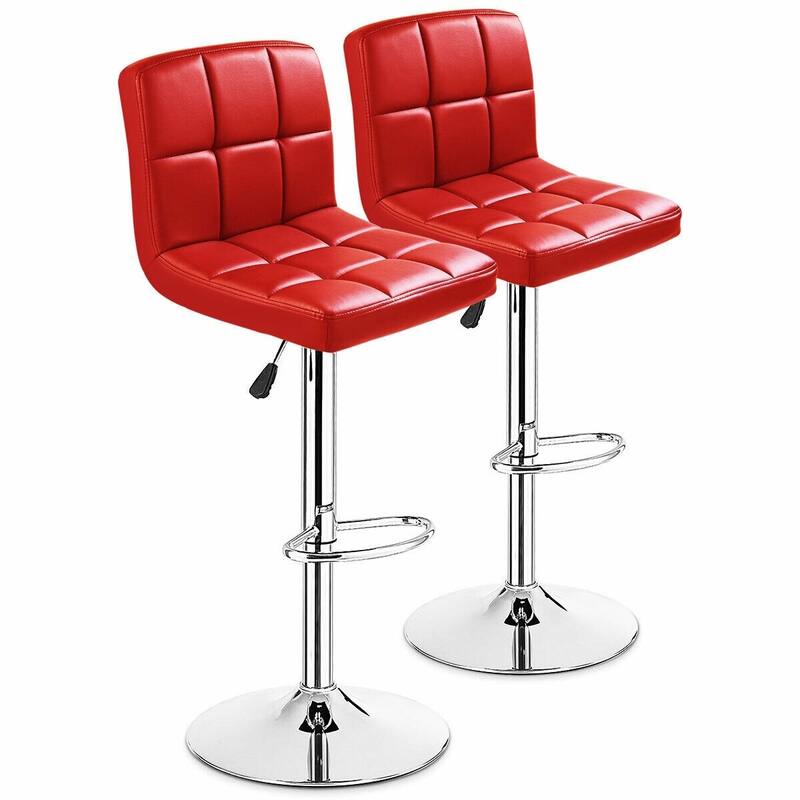 Set of 2 PU Leather Swivel Bar Stools Pub Chairs