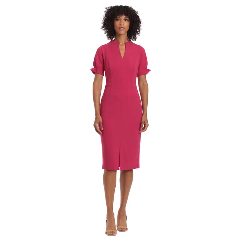 Maggy London V Neck Sheath Dress - Cherries Jubilee - 6