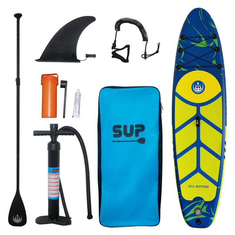 Inflatable Stand Up Paddle Board with Sup Accessories, 10'6'' Inflatable Paddle Boards - Blue green yellow