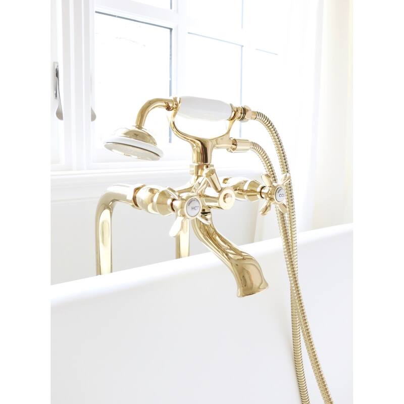 Kingston Brass Traditional Freestanding Tub Faucet with Supply Line and Stop Valve