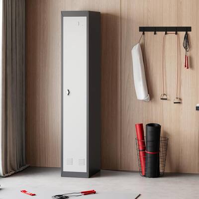 Single Tall Steel Storage Cabinet with Locker for Office, School, Home - N/A