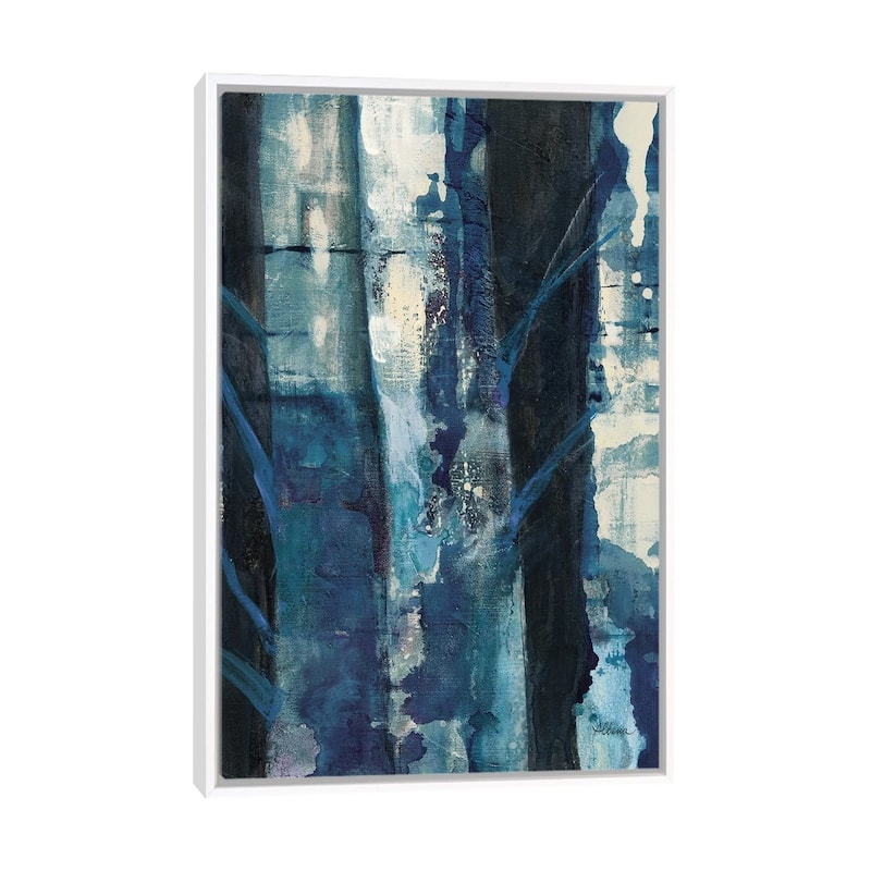 "Deep Woods I Indigo" by Albena Hristova Framed - White - 40x26