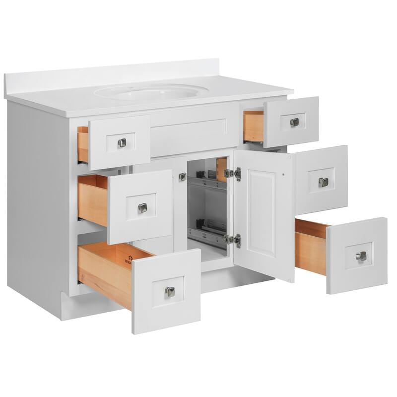 Brookings 49 Inch Fully Assembled Bath Vanity with Ivory Swirl Top