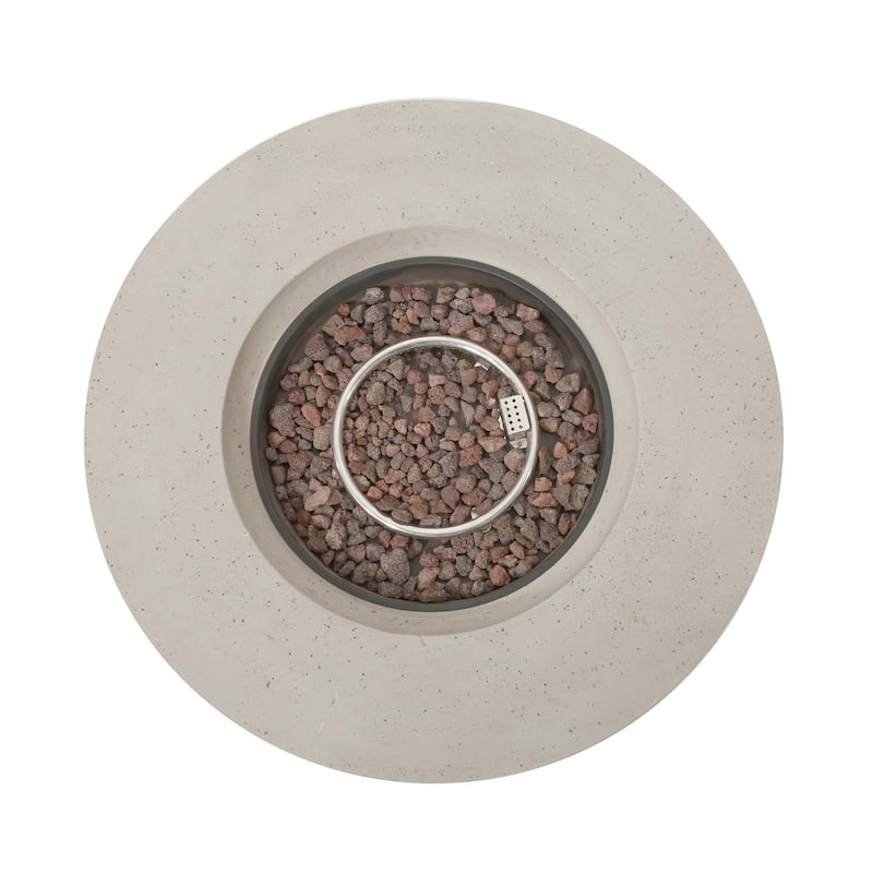 39.2 in. W x 39.2 in. D x 11.5 in. H Round Metal Propane Burning Outdoor Fire Pit in Light Grey