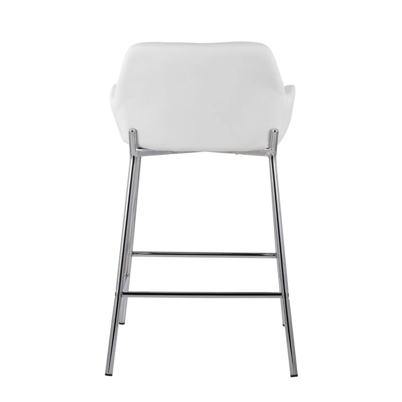 Silver Orchid Galotti Chrome Fixed-Height Upholstered Counter Stool - Set of 2