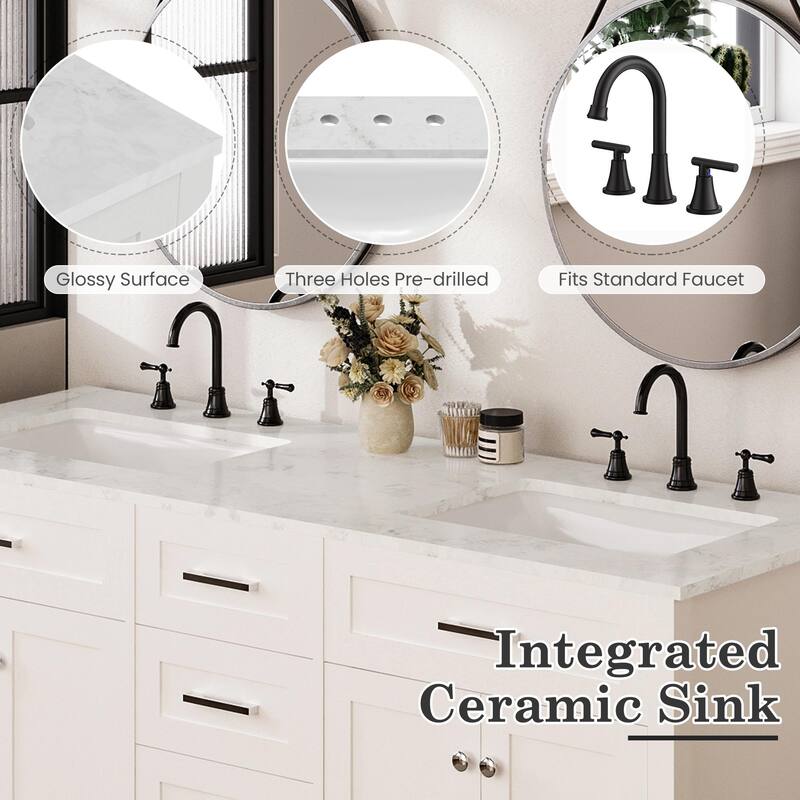 Modern Bathroom Vanity with Ceramic Sink, Soft-Close Storage Cabinet and Glossy Easy-Clean Countertop