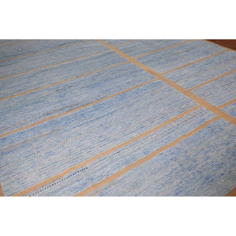 Blue Moroccan Large Oriental Area Rug Hand-Knotted Wool Carpet - 10'1" x 14'7"