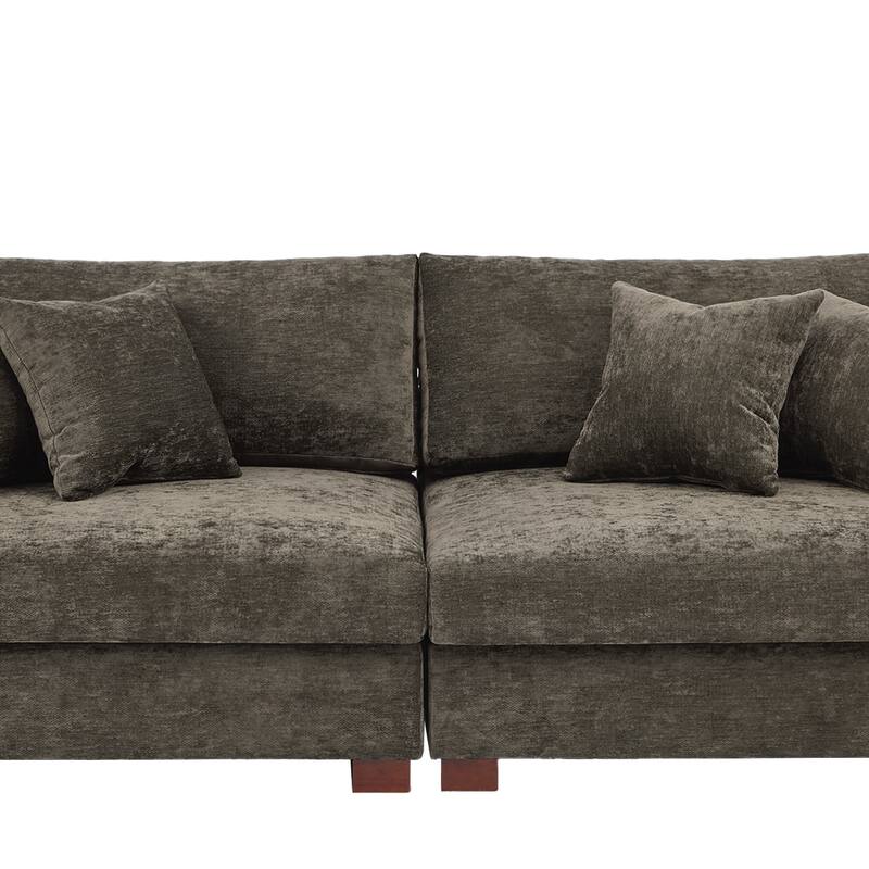 Oversized Chenille Modular Sectional Sofa With Deep Seat