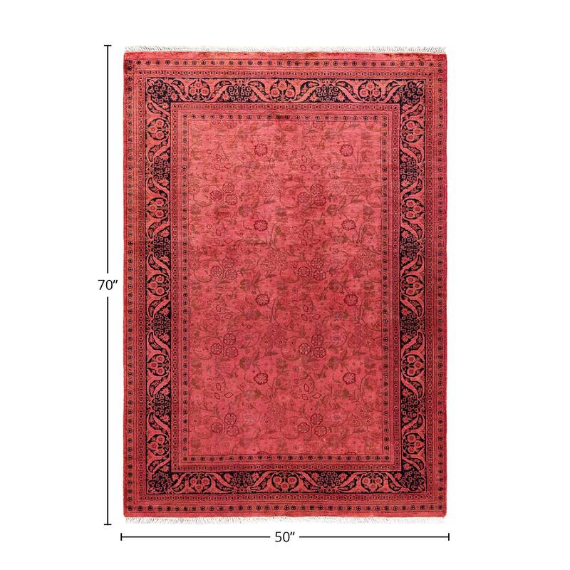 Fine Vibrance, One-of-a-Kind Hand-Knotted Area Rug - Pink, 4' 2" x 5' 10" - 4' 2" x 5' 10"